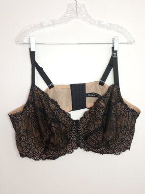 Torrid Black Full Coverage Unlined Peacock Lace Underwire Bra 48D